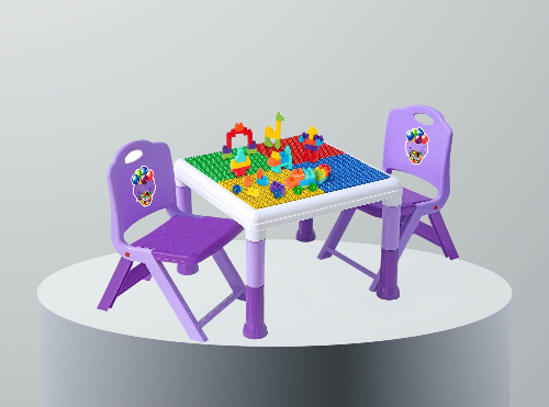 Baby Table And 2 Chairs-Plastic-Multicolor